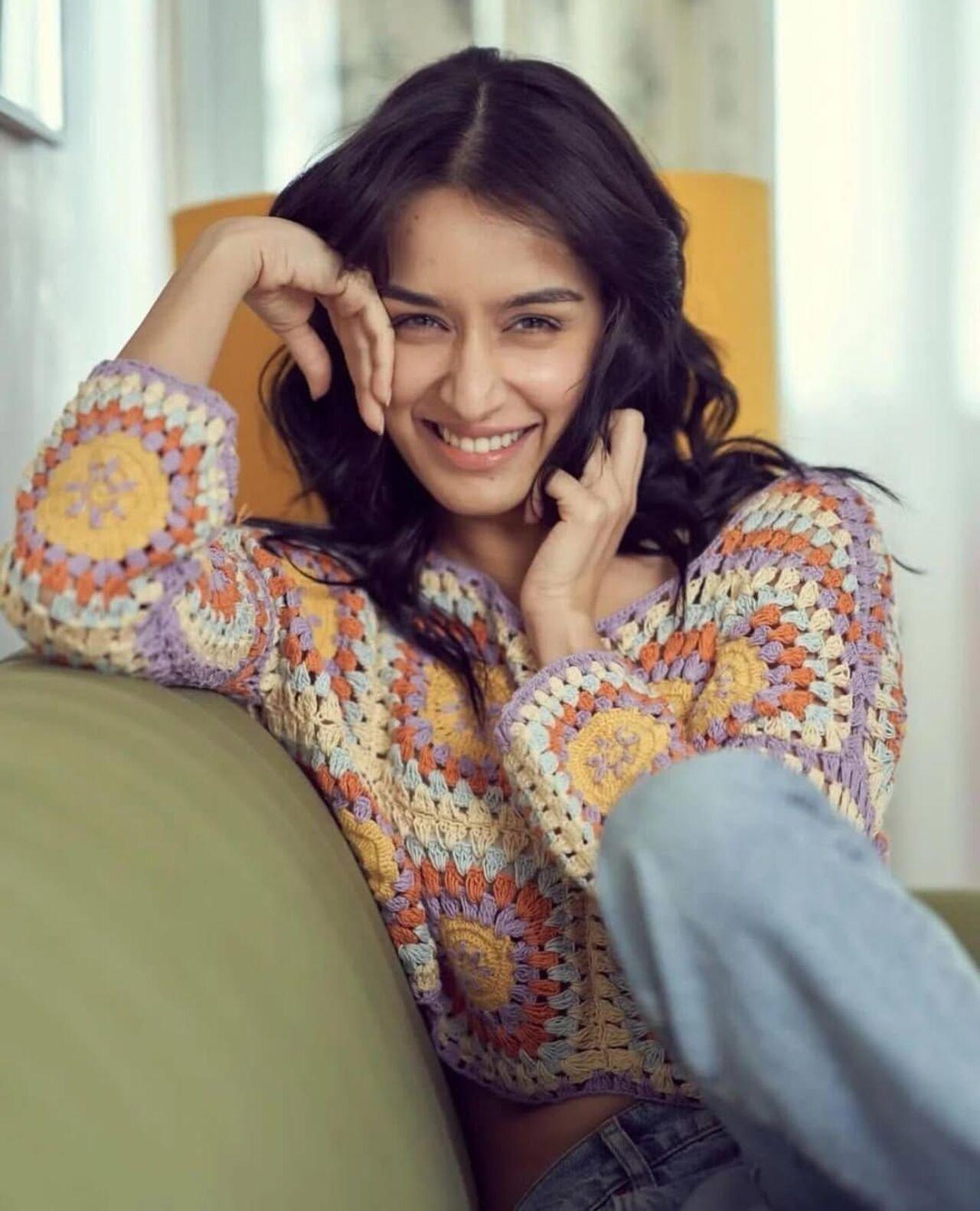 Shraddha Kapoor knows how to keep it warm and fuzzy. The actress looks as cute as a button in a multicoloured knitted crop sweater, and her love for cosy winter ensembles is giving us major style inspo!